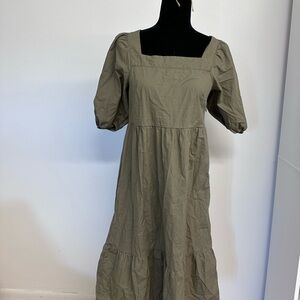 Chic Khaki Long Sleeve Dress